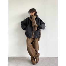 慵懒日系美式复古加绒加厚立领工装棉服男女冬季潮牌情侣保暖棉衣，男装棉衣，星座1013-1
