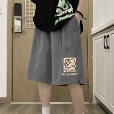 港风夏季新款宽松桃皮绒纯色运动裤男女短裤K6102P25控38，男装牛仔裤，电商A268A