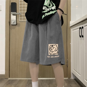 港风  夏季新款宽松桃皮绒纯色运动裤男女短裤 K6102 P25控38图片