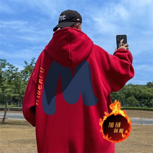 数据500克重磅秋冬美式加绒加厚卫衣外套H376常规特P35绒P40图片