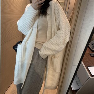 长款坑条大开衫图片