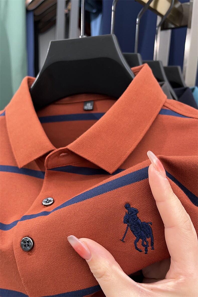 polo衫男士休闲2023夏季新款商务翻领短袖T恤男装夏装上衣服薄款,男装T恤,电商B212（原钱塘6029）
