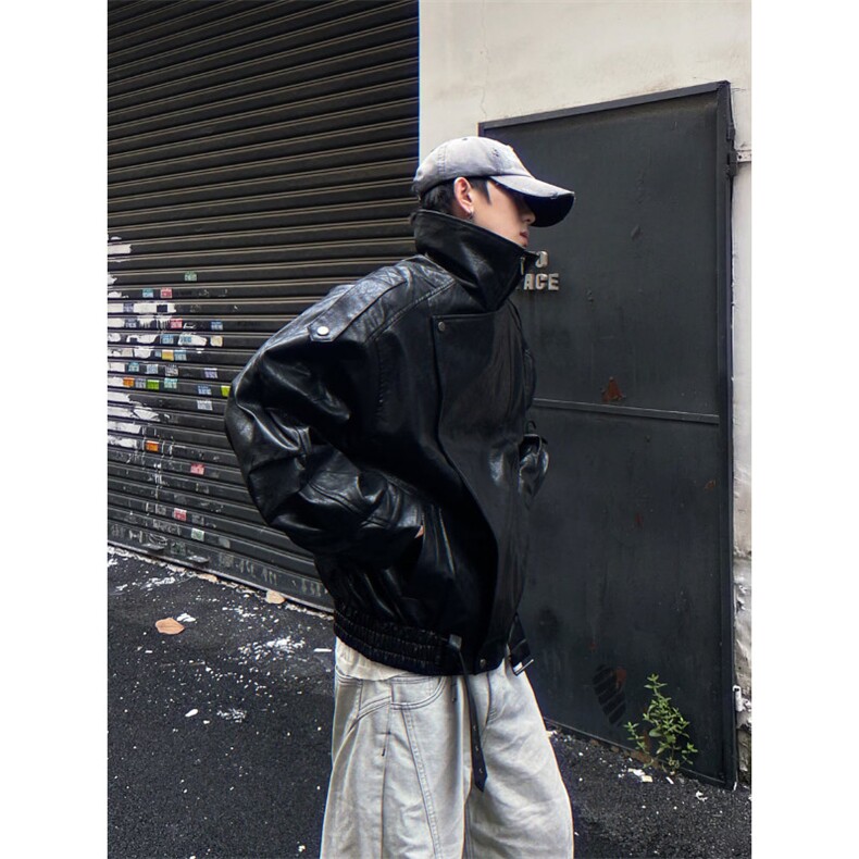 新款重工复古中性立领机车皮衣外套PU夹克上衣男女Y1027-P90网图,男装夹克,电商B245