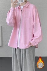 加绒衬衫男冬季新款港风宽松条纹加厚保暖长袖衬衣JR89-P39，男装衬衫，星座214-3