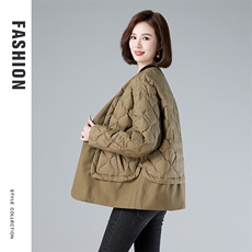 现货2023冬季新款小众设计假两件拼接羽绒服宽松宽松百搭，女装羽绒服，深水步