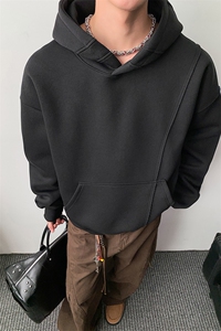 重磅全棉无帽绳450克拉链连帽卫衣硬挺短宽套头外套男 RH5306-P52图片