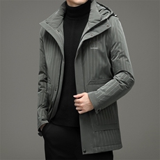BZ2268钱塘2020-2秋冬中长款中年男士连帽羽绒服时尚休闲外套P210，男装羽绒服，钱塘207-2