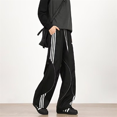 美式条纹拼接休闲运动裤男女hiphop街舞工装裤机能登山K6042-P39，男装工装外套，星座412-3