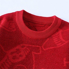 M6353-TP58新年战袍情侣装秋冬季搭毛衣红色本命马年衣服拜年服，男装针织衫/毛衣，电商D310B