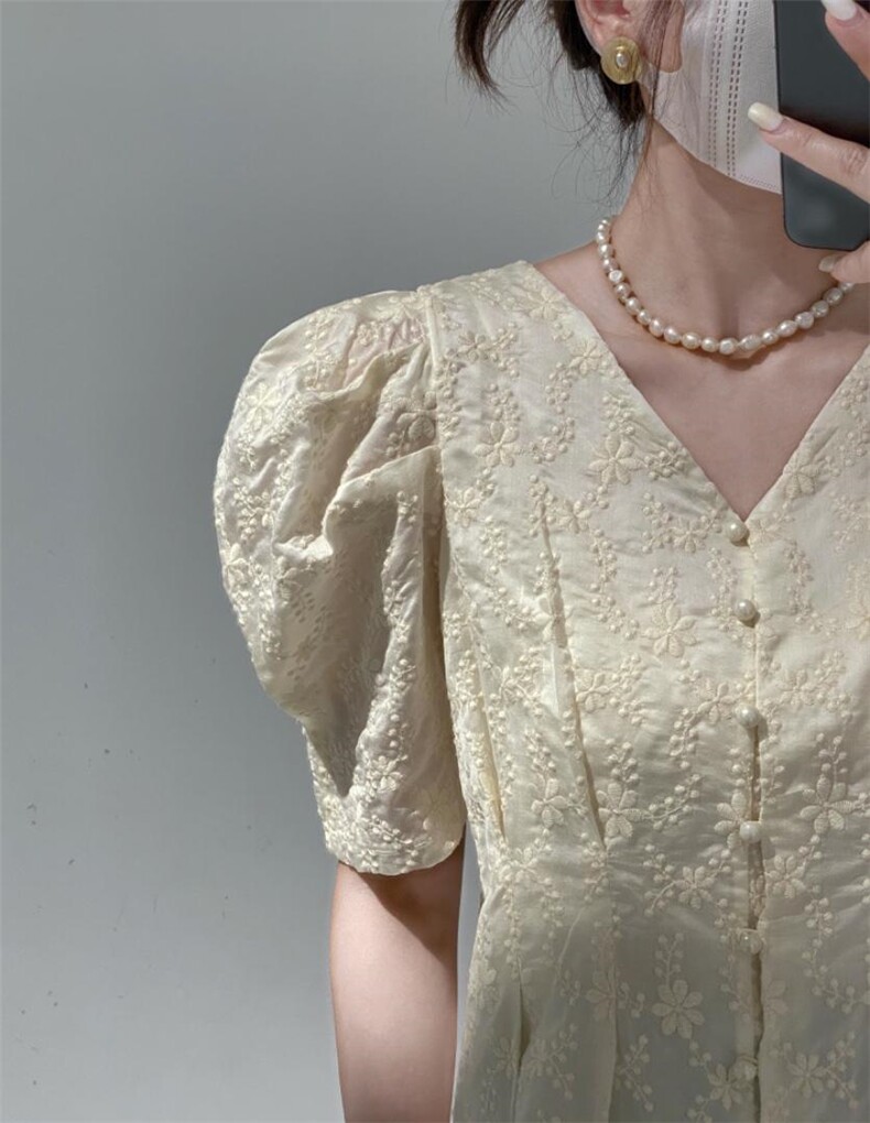 V领刺绣小衫，其它，驿谷