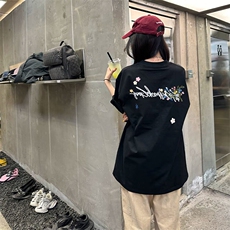 万针全刺绣工艺抖音得物高品质260克重磅纯棉双纱美式高街短袖T恤，男装T恤，电商A486