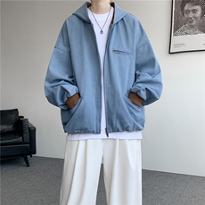 8XL-M美式复古撞色连帽水洗夹克男高级感做旧情侣外套JK1327P88，男装夹克，电商D206-1