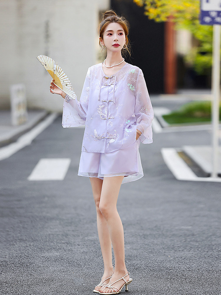新中式国风短裤套装女2025夏新款高级感绝美气质小香风一整套穿搭,女装套装/套裙,歌伊格美