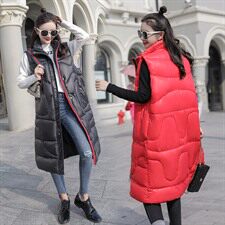 2020年冬季纯色长款简约舒适修身街头时尚马夹，女装马夹，深水步