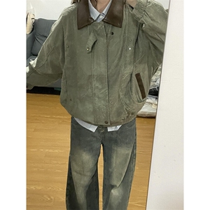 【有货】YS686CC-特P75 PU皮翻领夹克男女古着感外套图片