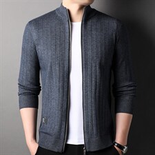 2023秋季新款中年男士针织开衫长袖毛衣商务休闲外套上衣男装，男装针织衫/毛衣，电商B212（原钱塘6029）