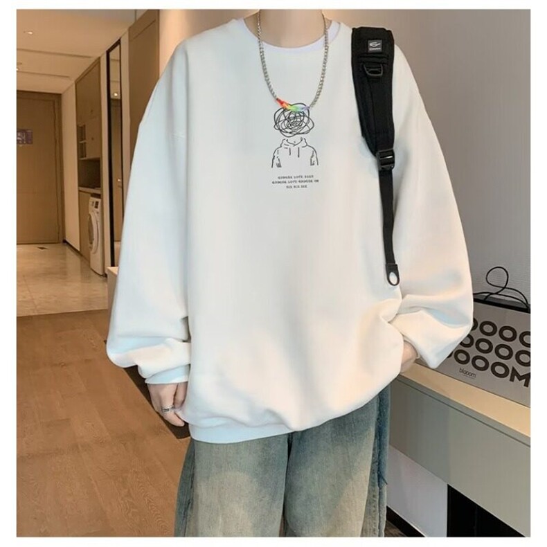 秋冬季打底衫长袖卫衣潮流潮牌宽松大码体恤男女款内搭上衣设计感图片