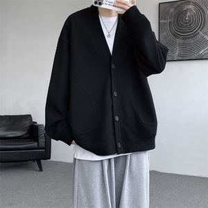 8XL-M春季开衫V领卫衣男港风日系慵懒风痞帅长袖上衣服外套KS001图片