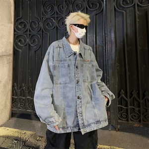 男装牛仔外套 2026秋几何绣标印花男生翻领夹克 XZ514-2-N100-P88图片