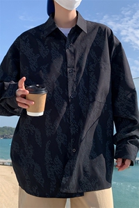 C8026/P40春装四季款现货中性风印花宽松简约衬衣男女衬衫上衣潮图片