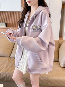 现货2026春秋季连帽外套女针织撞色可爱风学生休闲百搭外套图片