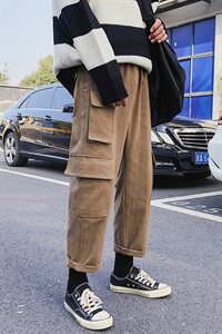 裤子男秋季港风chin工装裤韩版宽松裤男生ins潮牌休闲裤K500-P20图片