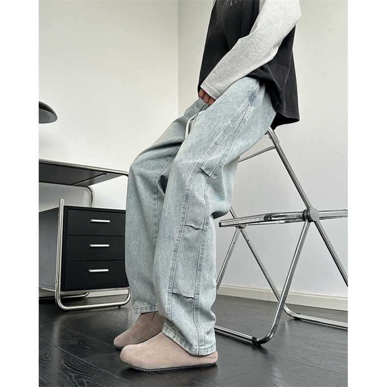 牛仔裤男士直筒宽松潮牌帅高街阔腿裤秋季2026新款长裤子8886P42，男装牛仔裤，星座410-2