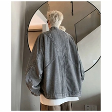 秋季款-重工原版高品质J29#拼接牛仔夹克外套灰色S-2XLP71，男装工装外套，星座1210-1