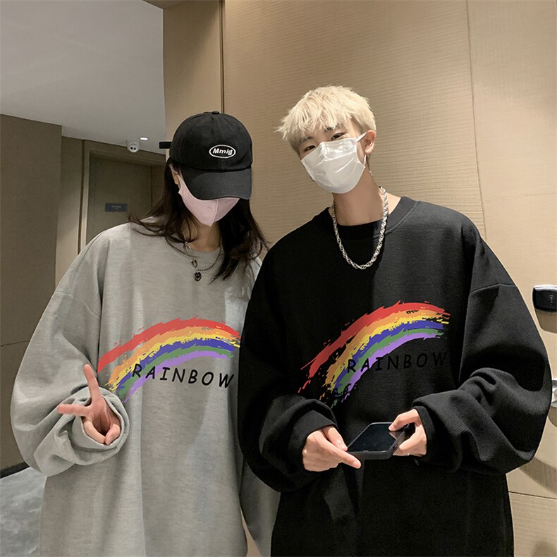 华夫格卫衣圆领卫衣男大码长袖t恤男外套HW76064-P30加绒款-P40,男装卫衣,电商A040