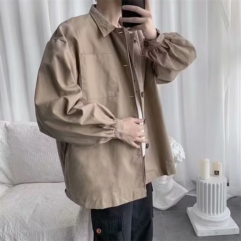 807-P35工装衬衫男士长袖春秋季2025新款外套男生休闲青少年,男装衬衫,电商B323A