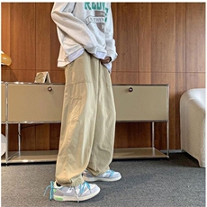 百搭长裤休闲裤高街裤子秋季直筒裤美式休闲抽绳卫裤运动复古宽松，男装牛仔裤，星座1103-2