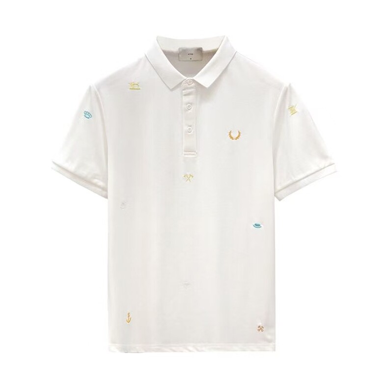 1506/QGP70160/P40新款高品质刺绣翻领Polo衫百搭休闲百搭有领t恤,男装T恤,星座1506