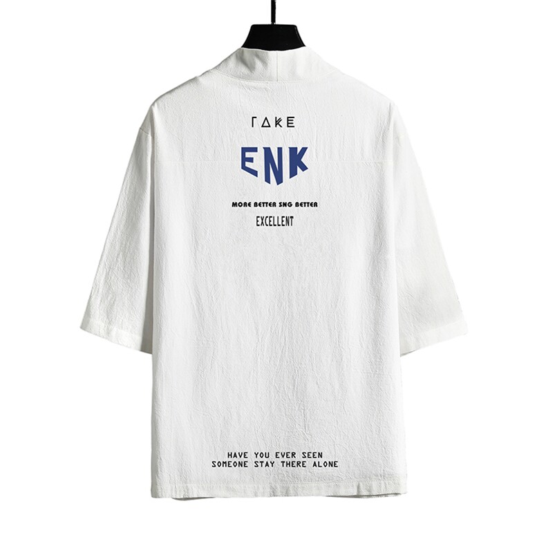 HF59120-P40风汉服男开衫外套七分袖道袍网格挂拍,男装民族服装,电商A040A