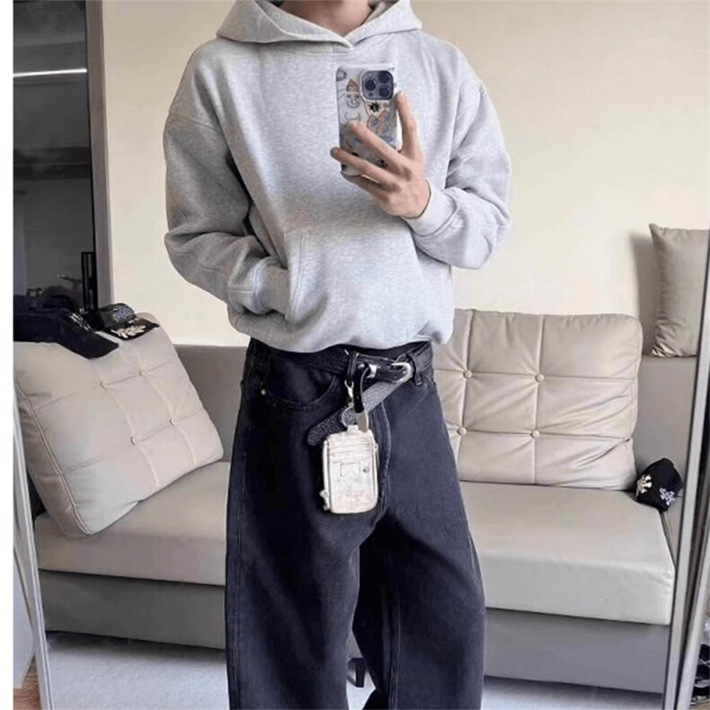 抖音得物二开26春装美式高街短款廓形连帽卫衣男女外套LM01,女装短外套,电商A486-1