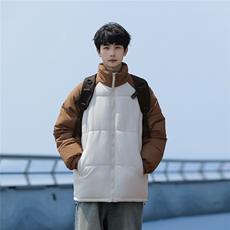 海边时尚宽松拼接撞色休闲百搭立领棉服A247-MY8891特批65控98，男装棉衣，电商A247