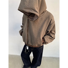 现货！25砂砾棕亚麻流浪慵懒风连帽开衫夹克WY47-P118，男装夹克，电商B288