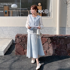 2026年春季法式优雅早春两件套套裙女温柔风气质穿搭，女装套装/套裙，霓裳依族