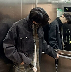 美式复古潮牌立领痞帅上衣外套2025春秋新款宽松情侣休闲皮夹克男，男装夹克，星座506A