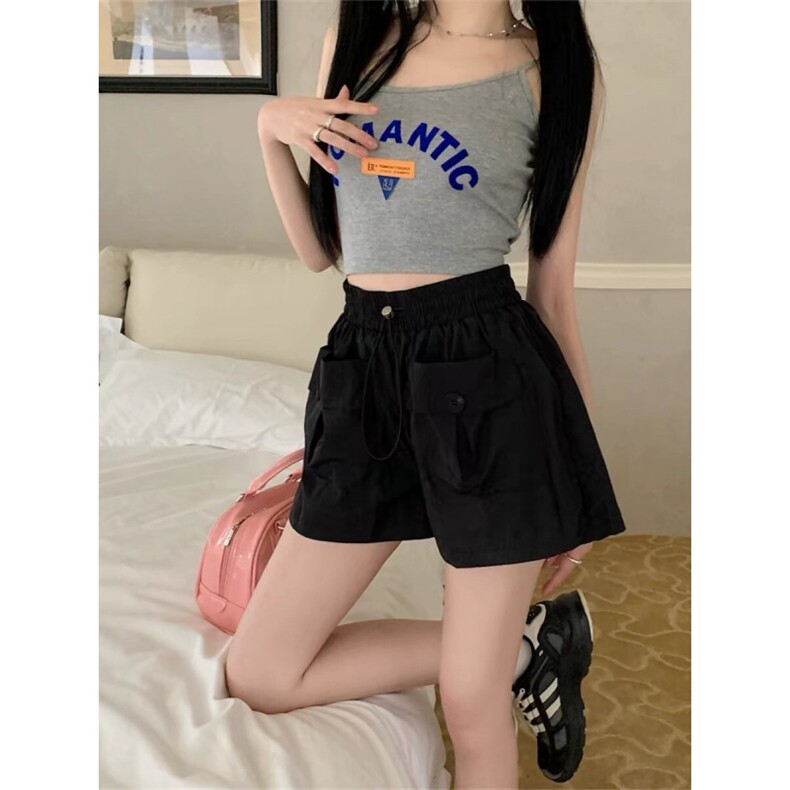JK2506-p30辣妹速干工装短裤女夏季大口袋抽绳A字休闲阔腿裤,女装半身裙,星座617A-2