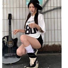 美式运动白色短袖T恤女新款宽松显瘦休闲百搭V领网眼上衣YTX160，男装T恤，星座208-5