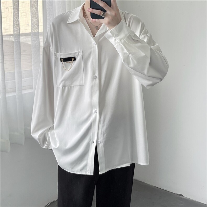 日系衬衫男长袖夏季港风宽松韩版潮流ins港风冰丝衬衣W1159-P32,男装衬衫,星座512-4