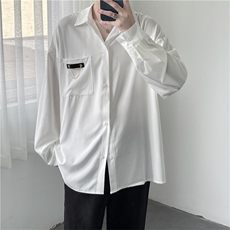 日系衬衫男长袖夏季港风宽松韩版潮流ins港风冰丝衬衣W1159-P32，男装衬衫，星座512-4