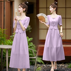 现货夏季新款高级感帼风潮流时尚显瘦气质连衣裙，女装连衣裙，韩然一族