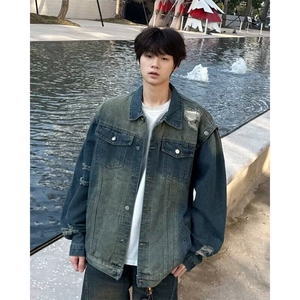 水洗做旧破洞牛仔外套男款秋冬款潮牌痞帅8860-P70图片