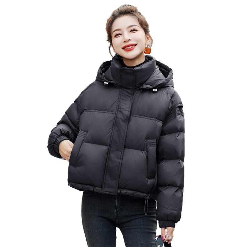 （bao款）90白鸭绒2024新款韩版时尚连帽短款羽绒服外套女,女装羽绒服,美沁