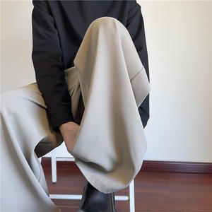 潮流设计感西裤男春秋季2025新款垂坠感拖地直筒裤子宽松休闲长裤图片