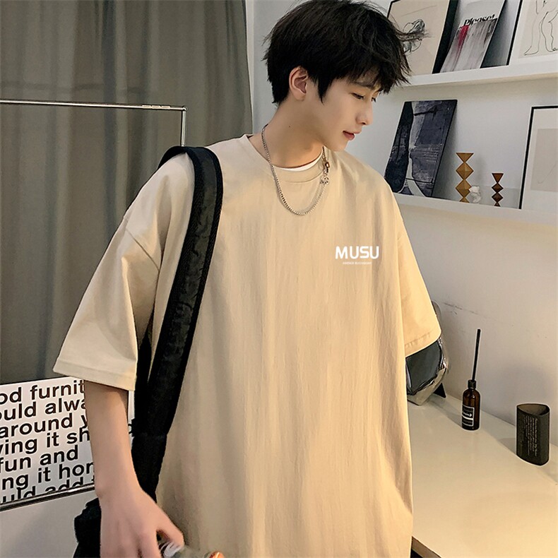 T003男士休闲字母印花宽松五分袖半截袖纯棉T恤大码男女青少年潮,男装T恤,星座115A-3