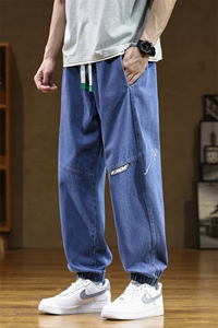 M-8XL 秋季新款大码束脚潮流休闲束脚牛仔裤 109-K122-P55图片