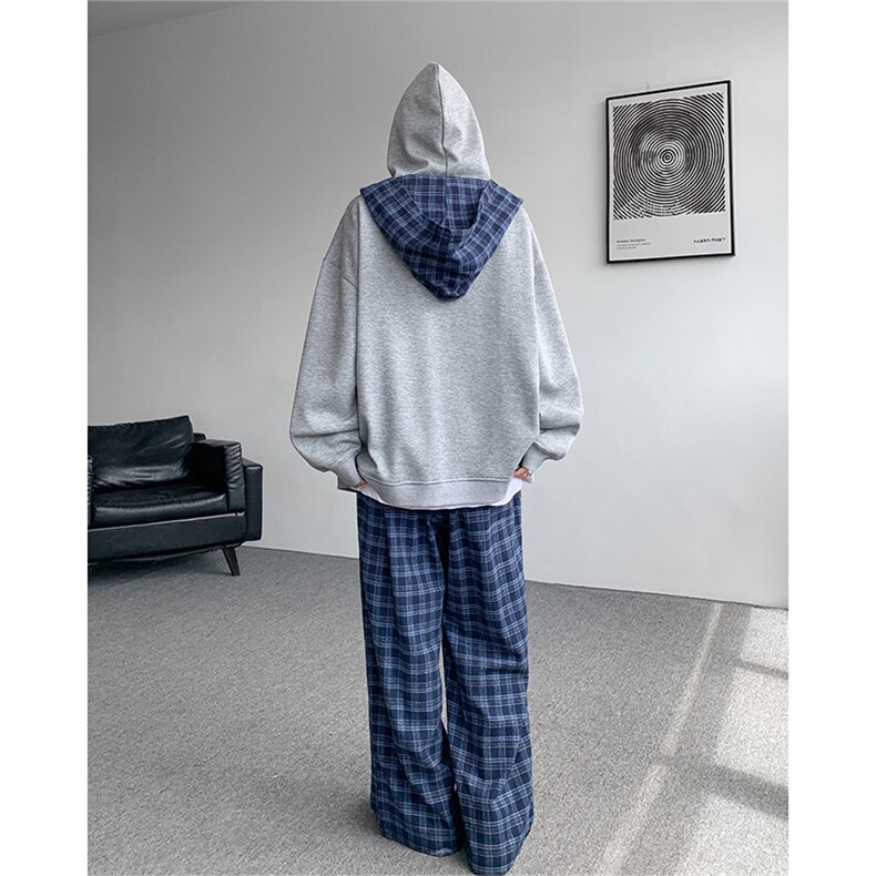小众两连帽撞色大码卫衣套装T797特P65K797特P42TZ797特P107,男装休闲套装,电商A059