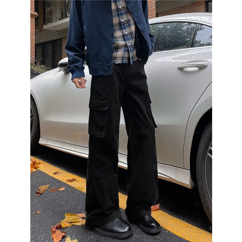美式vibe高街多口袋工装裤男休闲宽松直筒裤潮牌裤子K5975-P67,男装休闲裤,星座412-2